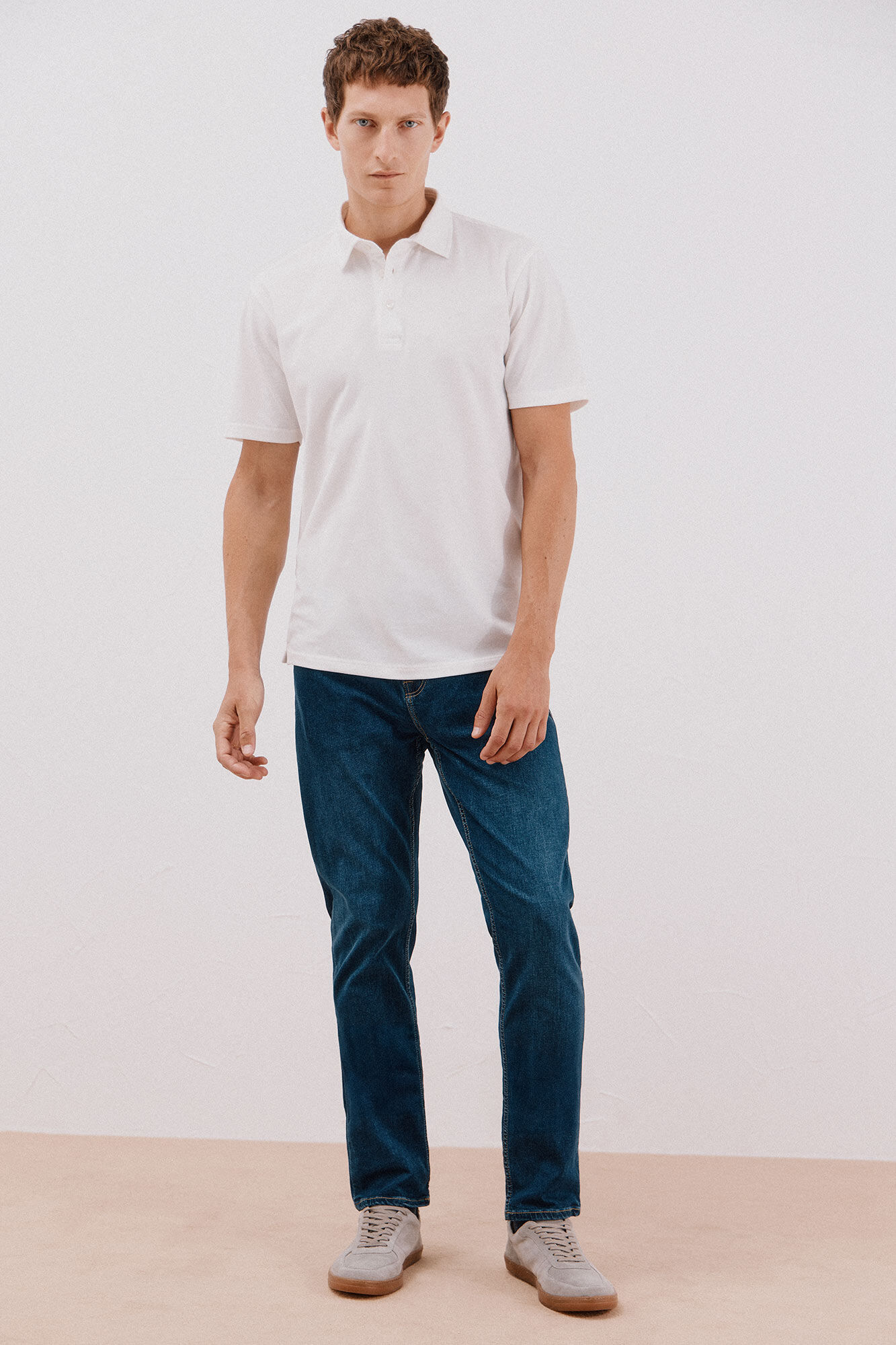 Cortefiel Polo liso piqu&eacute; Blanco