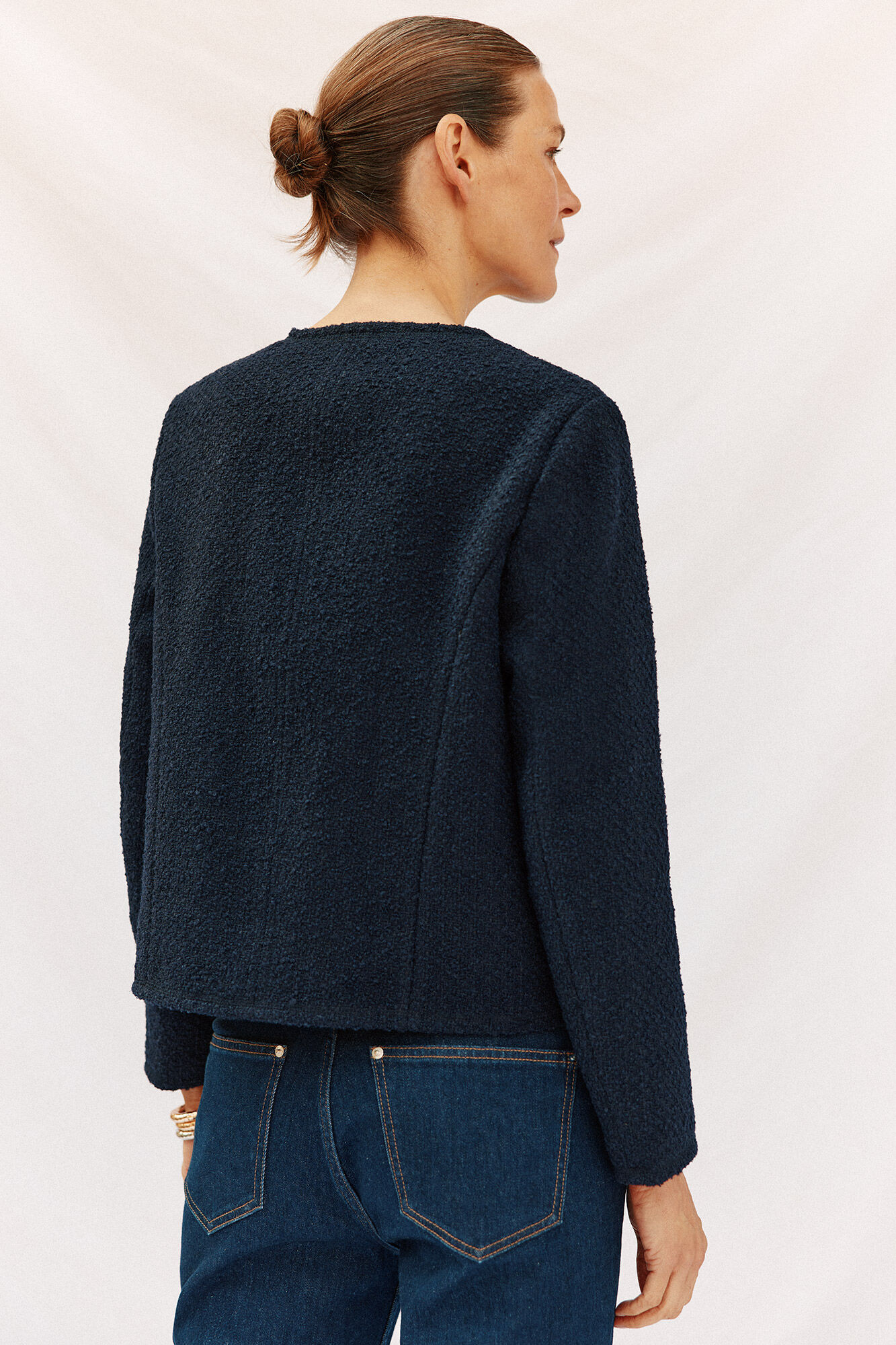 Cortefiel Chaqueta de cuello redondo Azul oscuro