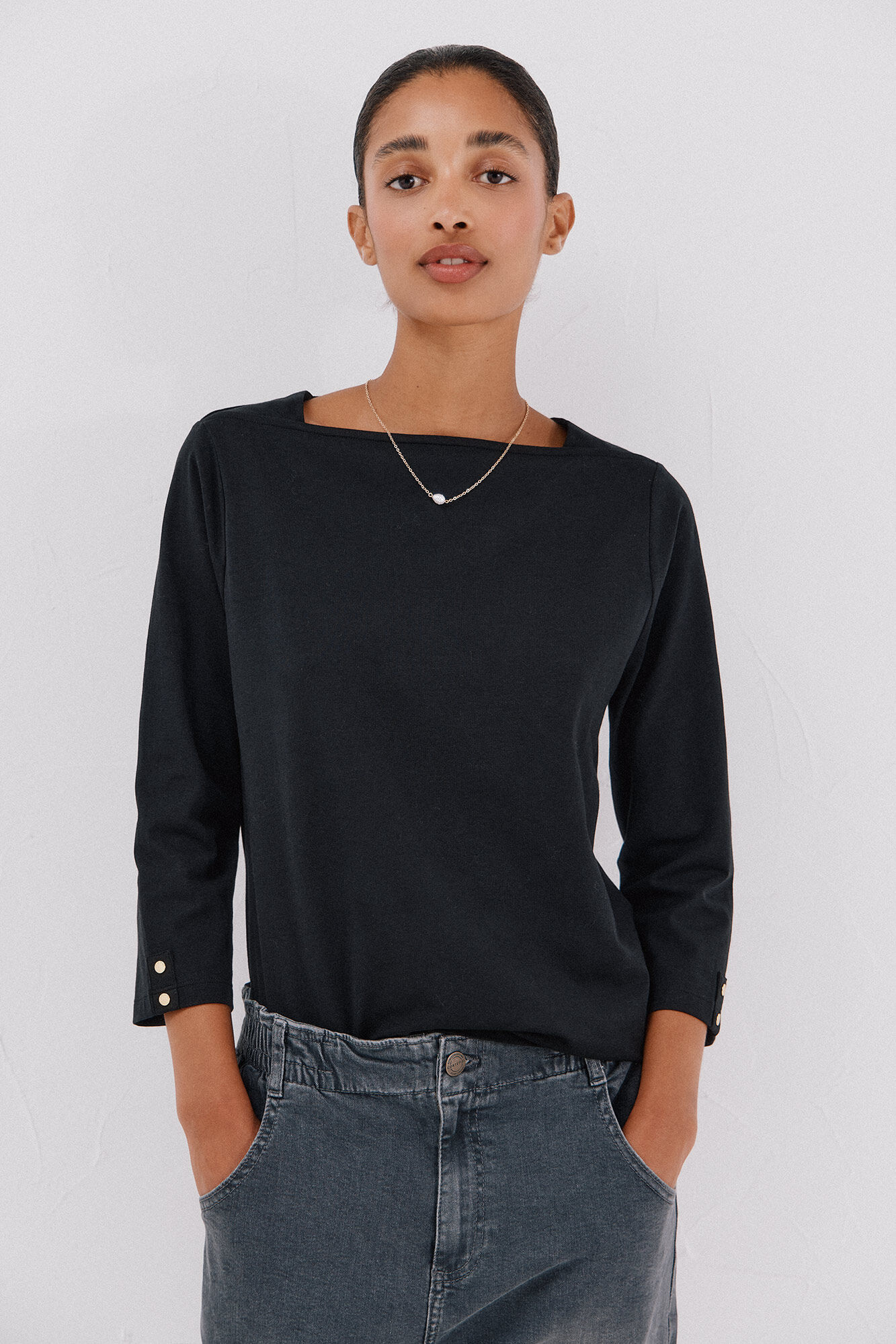 Cortefiel Playera b&aacute;sica barco Negro