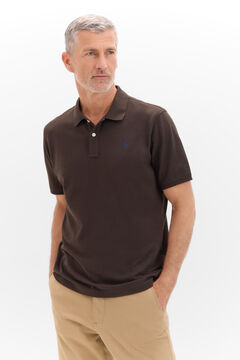 Cortefiel Polo básico Marrón oscuro