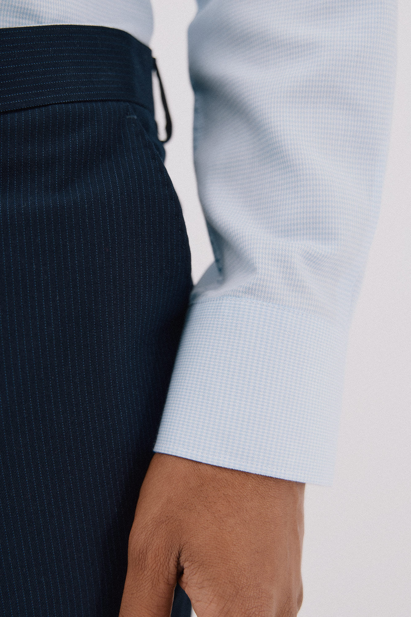 Cortefiel Camisa de vestir de pata de gallo de algod&oacute;n tencel