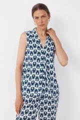 Cortefiel Blusa fluida con pliegues Estampado azul