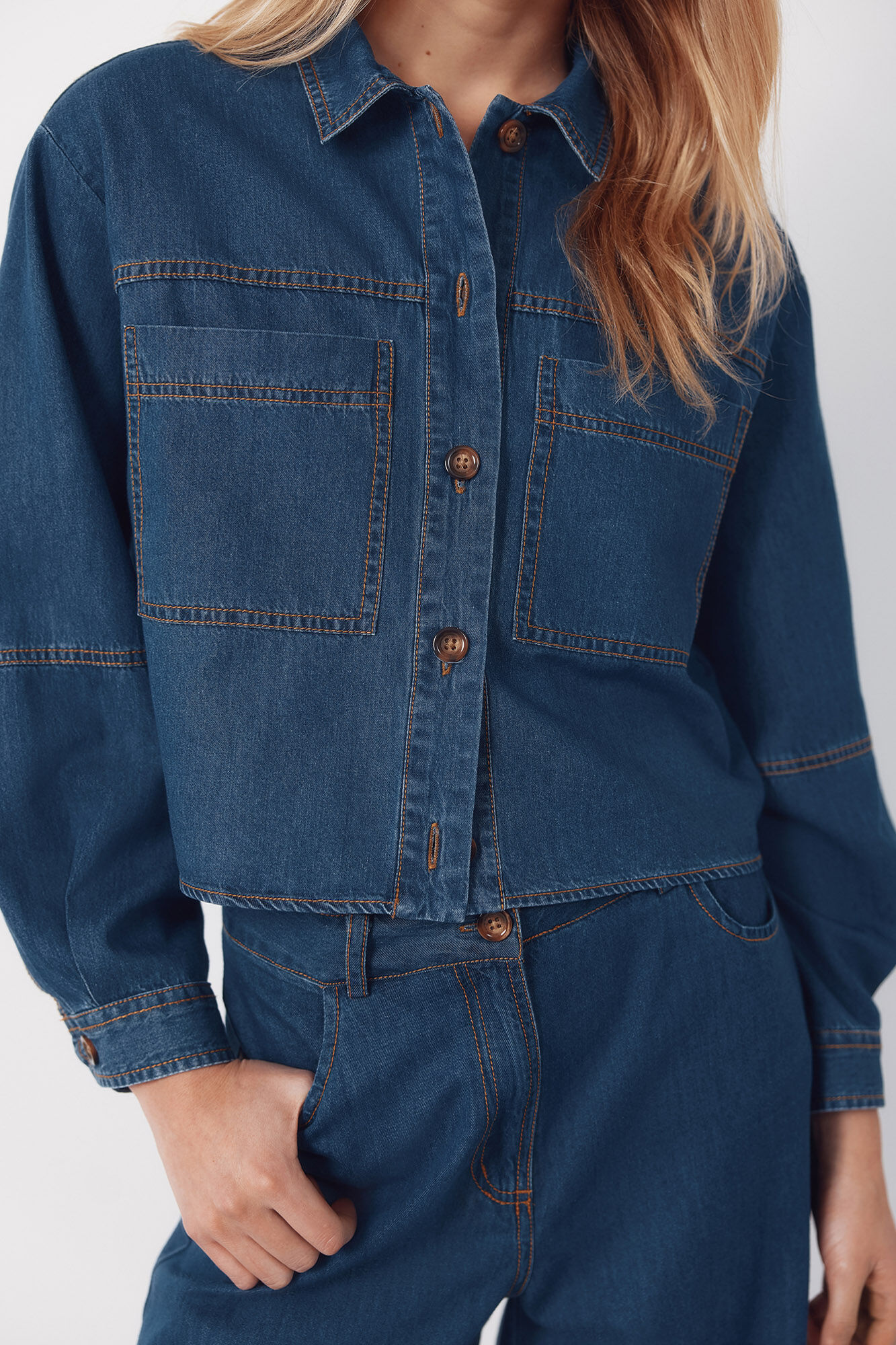 Cortefiel Camisa de mezclilla suave Azul