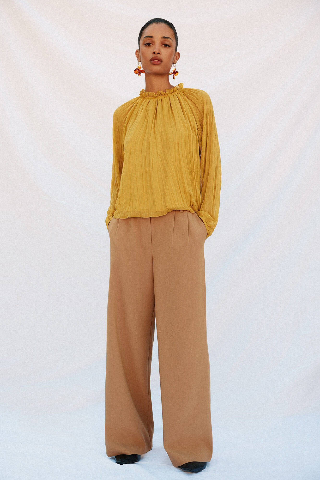 Cortefiel Blusa frunces fluida