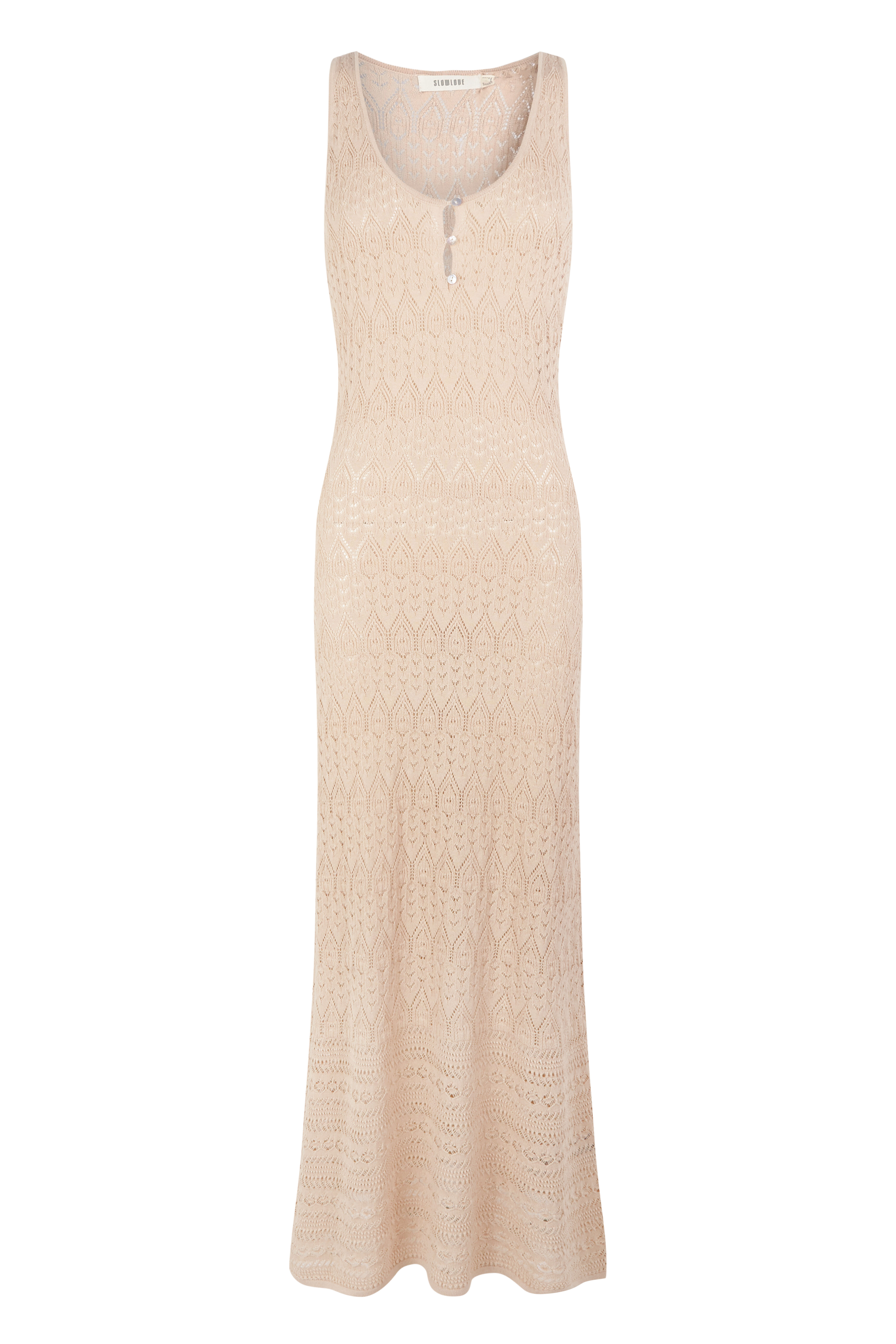 Slowlove Vestido de punto calado Arena