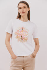 Cortefiel Playera estampada Blanco