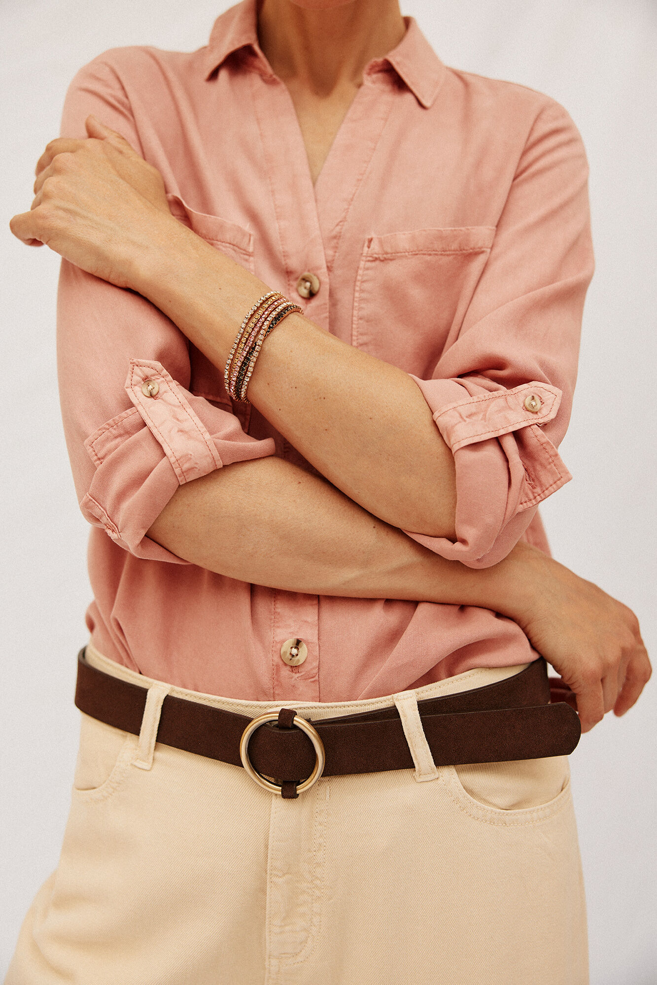 Cortefiel Camisa denim tencel Rosa