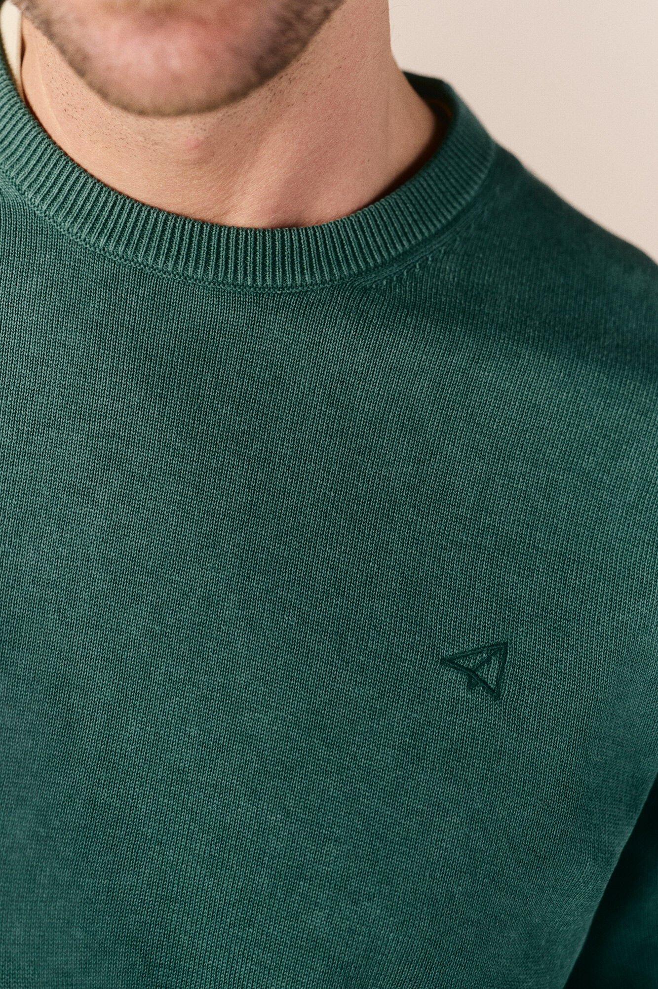 OOTO Jersey cuello redondo algod&oacute;n lavado Verde