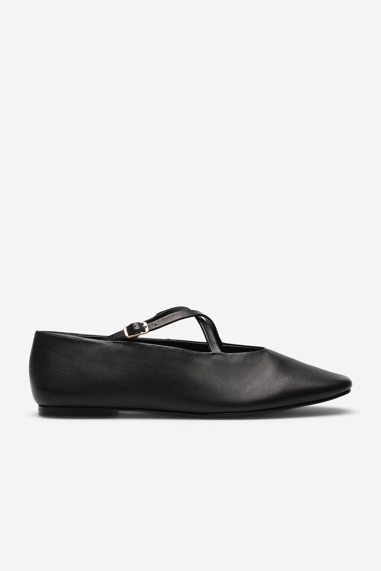 Cortefiel Bailarina cruzada de piel Negro