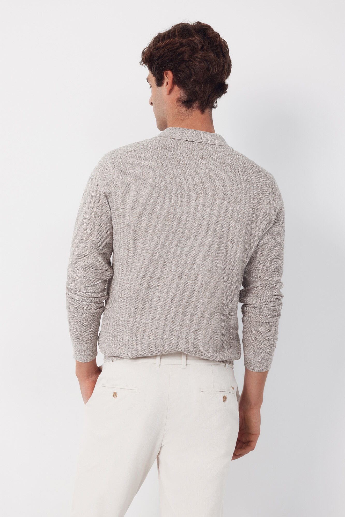 Cortefiel Jersey polo manga larga torzal Beige