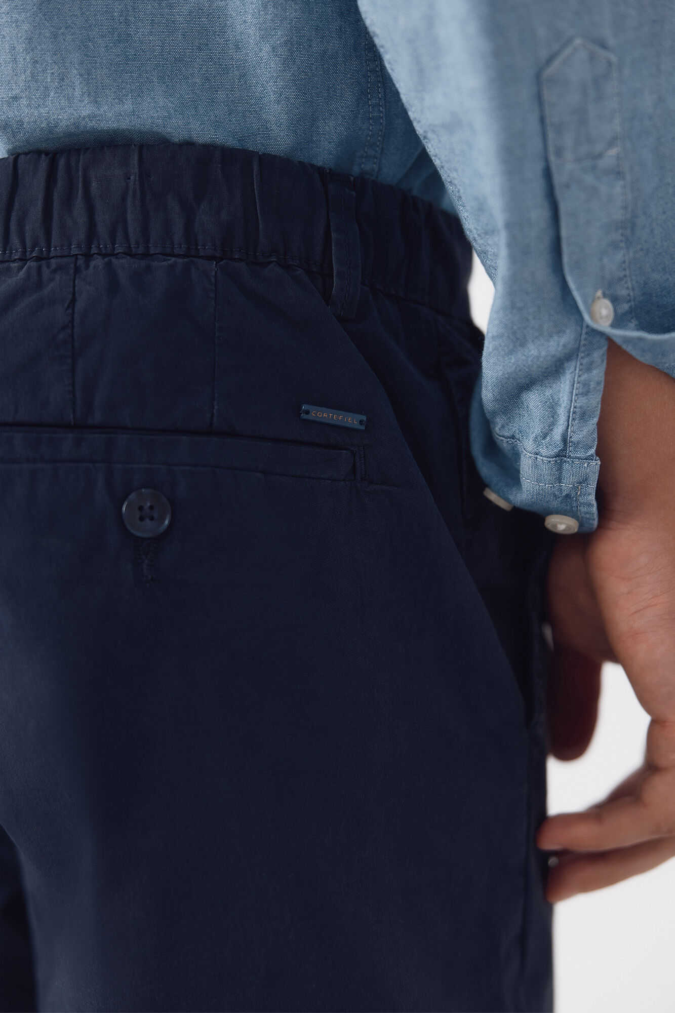 Cortefiel Jogger popelin con gomas regular Azul marino