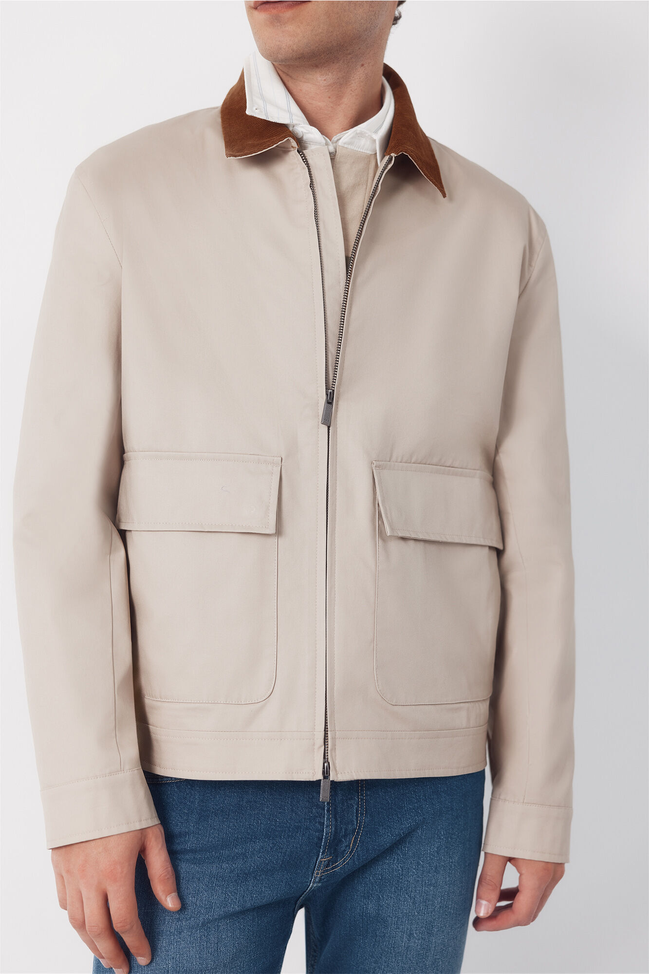 Cortefiel Cazadora con cuello combinado Beige
