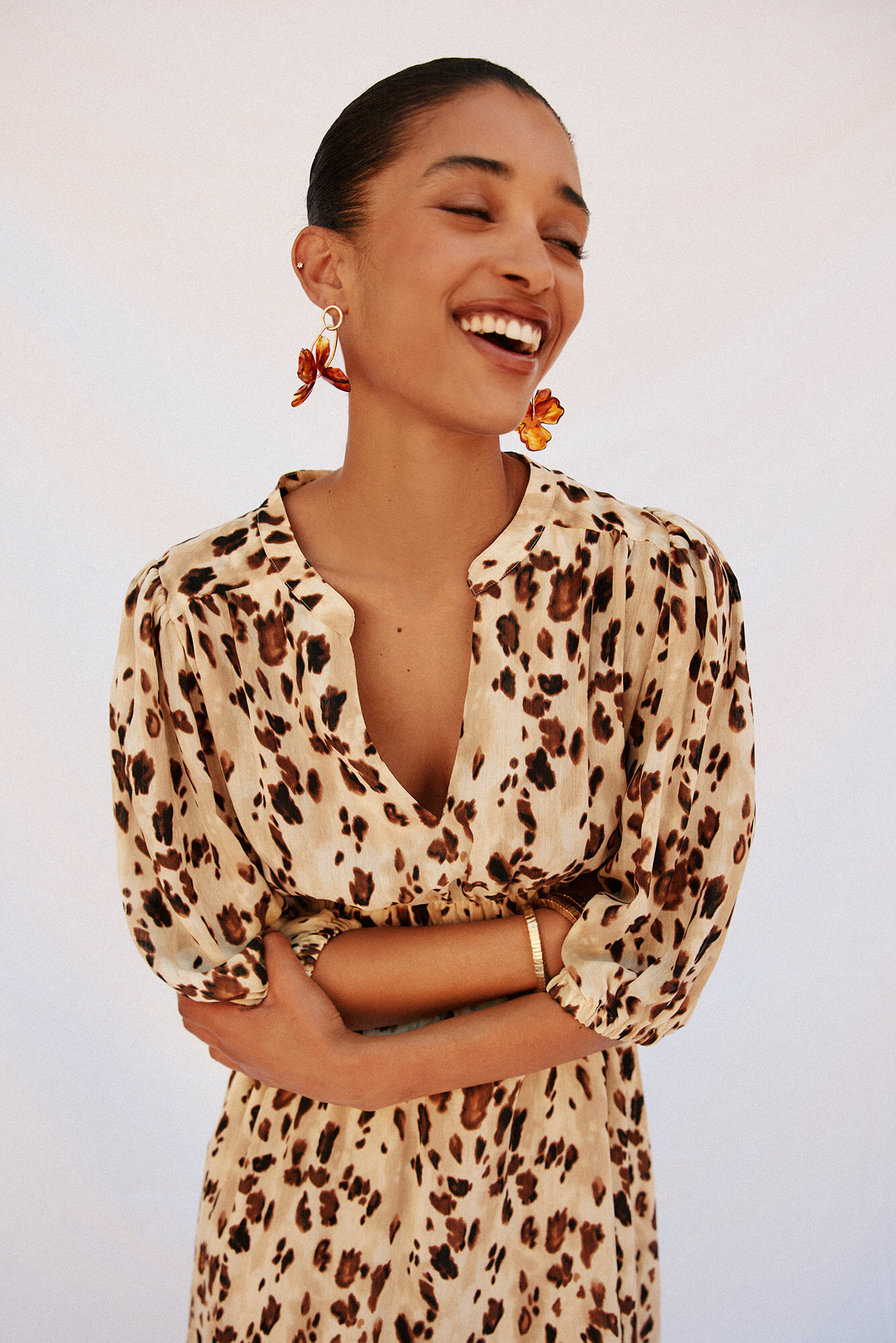 Cortefiel Vestido largo de cuello redondo Multicolor