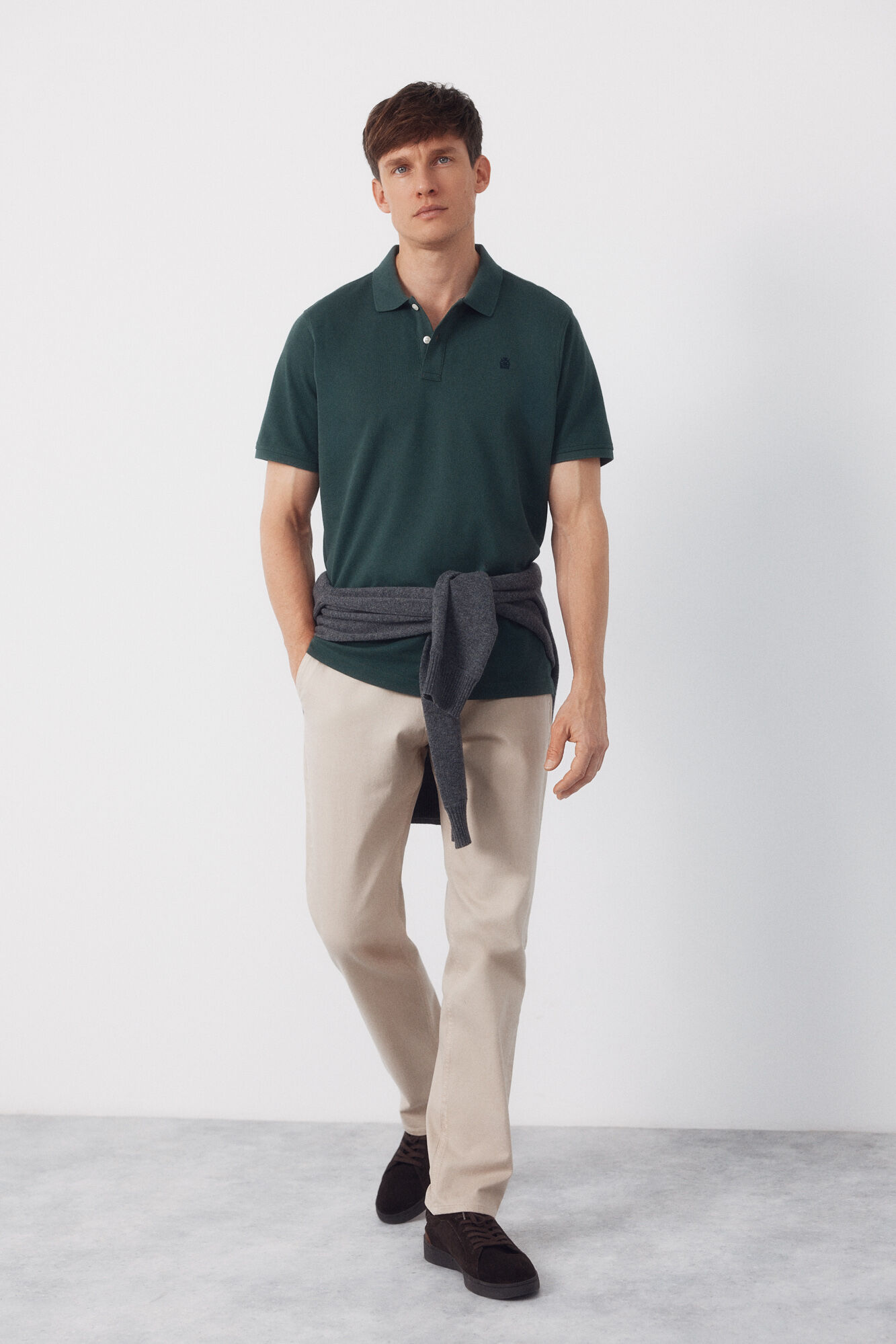 Cortefiel Polo b&aacute;sico piqu&eacute; Kaki
