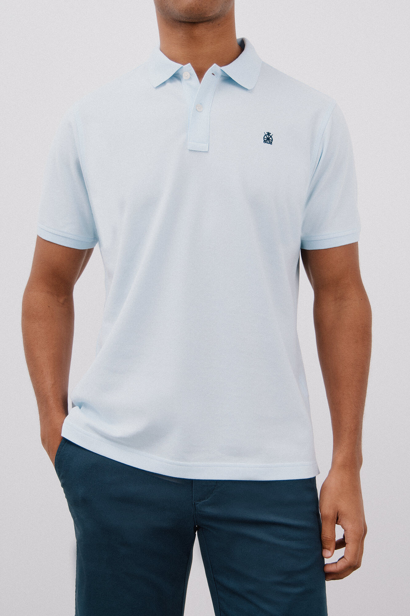 Cortefiel Polo b&aacute;sico piqu&eacute; Azul