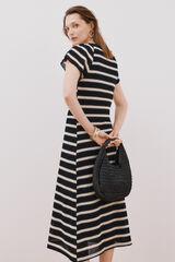 Cortefiel Vestido estructura rayas Estampado blanco