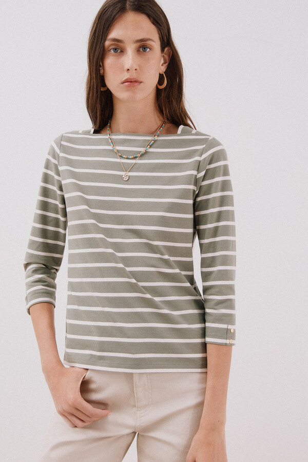 Cortefiel Playera básica barco Estampado verde