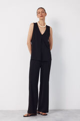 Cortefiel Top largo con pliegues Negro