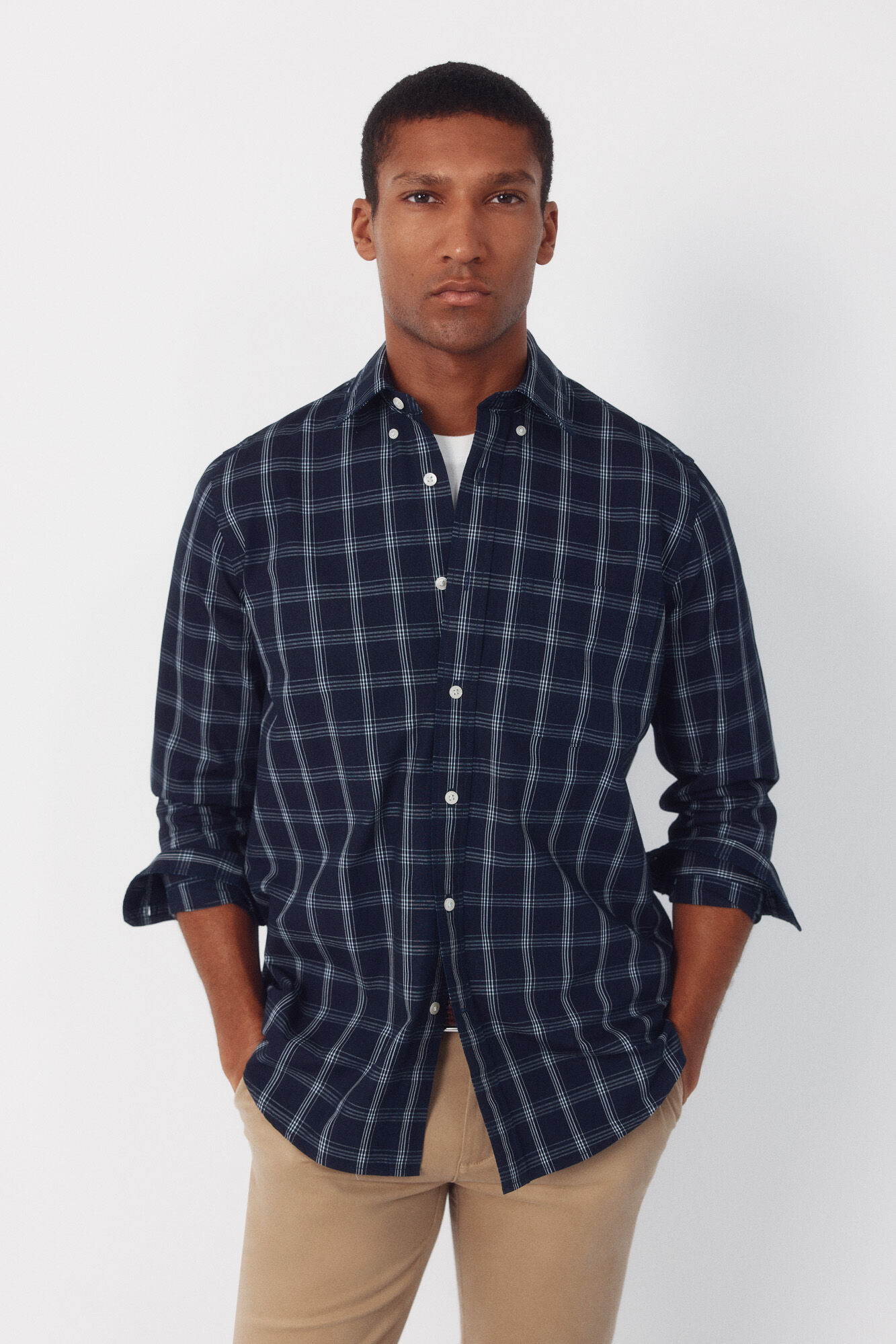 Cortefiel Camisa cuadros denim