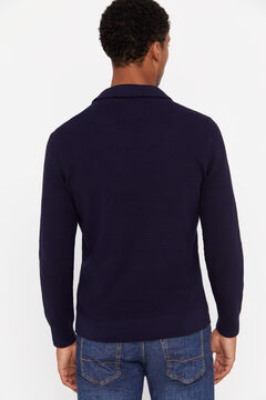 Cortefiel Jersey algodón cuello polo Azul marino
