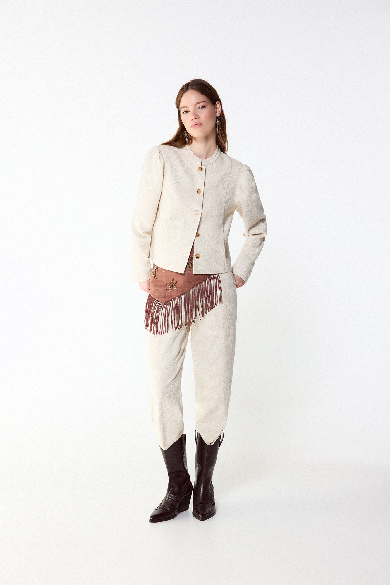 Slowlove Chamarra bordada Marfil