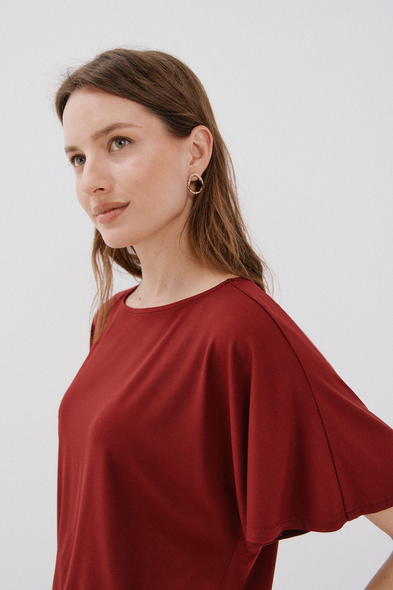 Cortefiel Playera b&aacute;sica fluida Vino