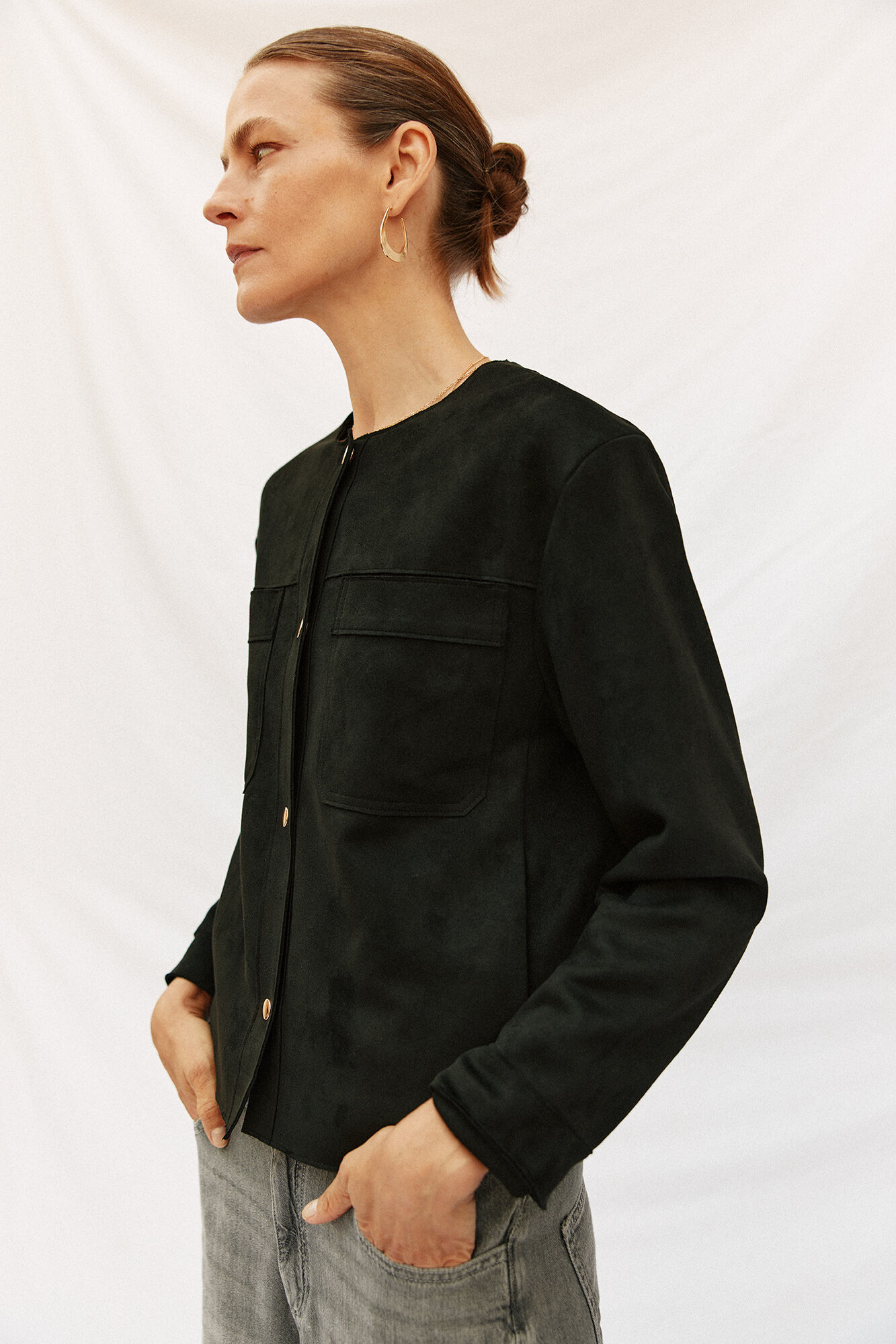 Cortefiel Chamarra efecto piel Negro