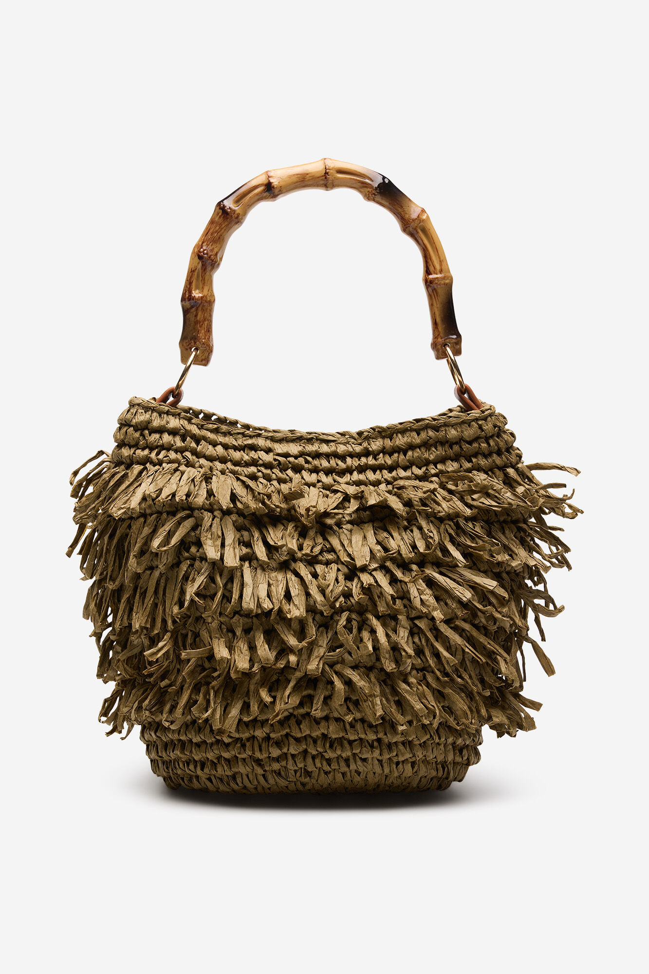 Cortefiel Bolsa de rafia con flecos