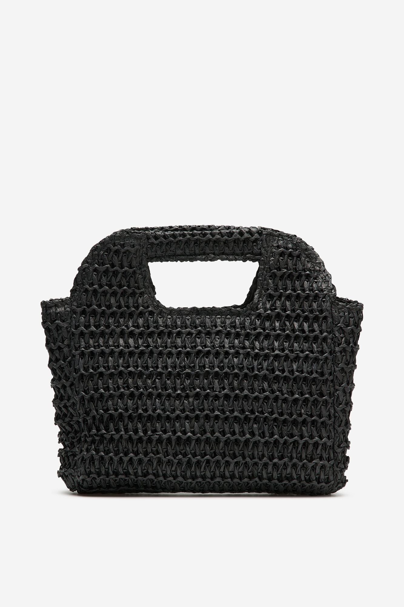 Cortefiel Bolsa trenzada de rafia Negro