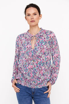 Cortefiel Blusa estampada elástica Estampado blanco