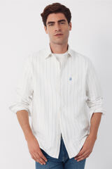 Cortefiel Camisa oxford rayas Marfil