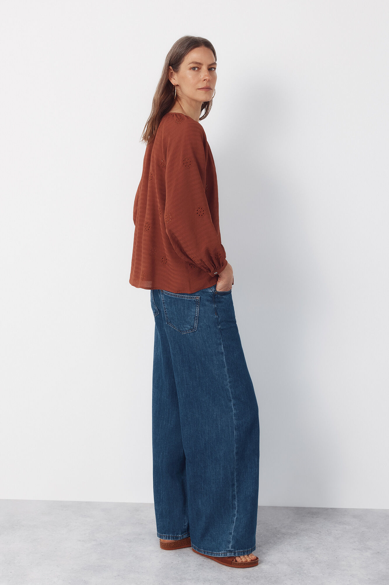 Cortefiel Blusa con bordados Rojo