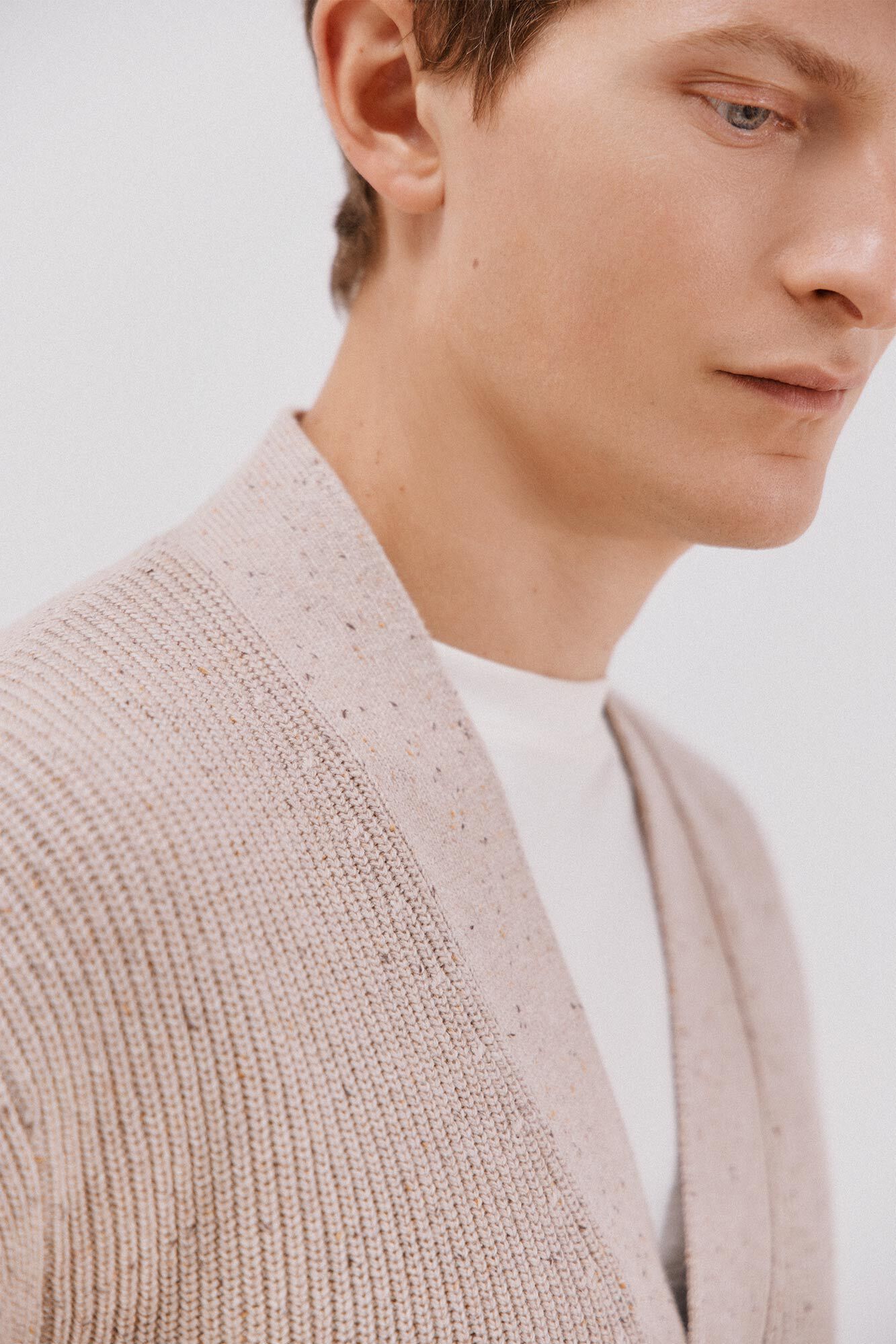 Cortefiel C&aacute;rdigan de algod&oacute;n tejido perlado Beige