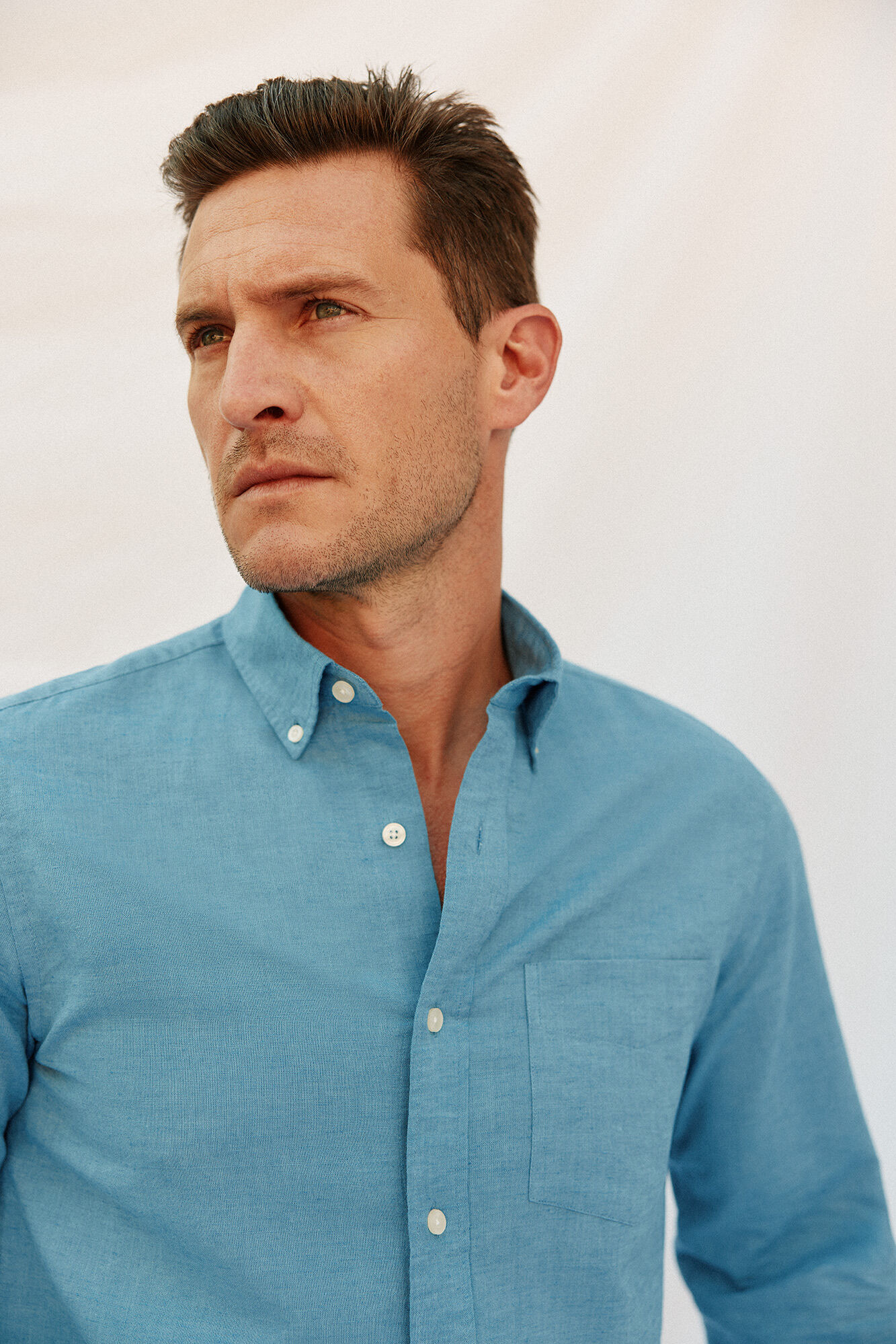 Cortefiel Camisa lino algod&oacute;n liso