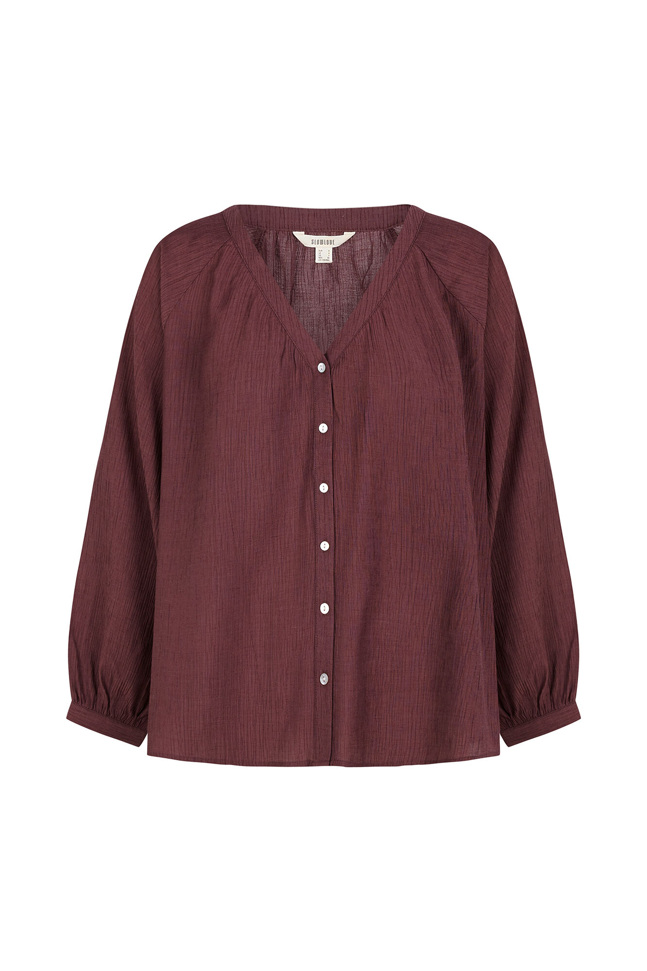 Slowlove Blusa fluida plisada Vino