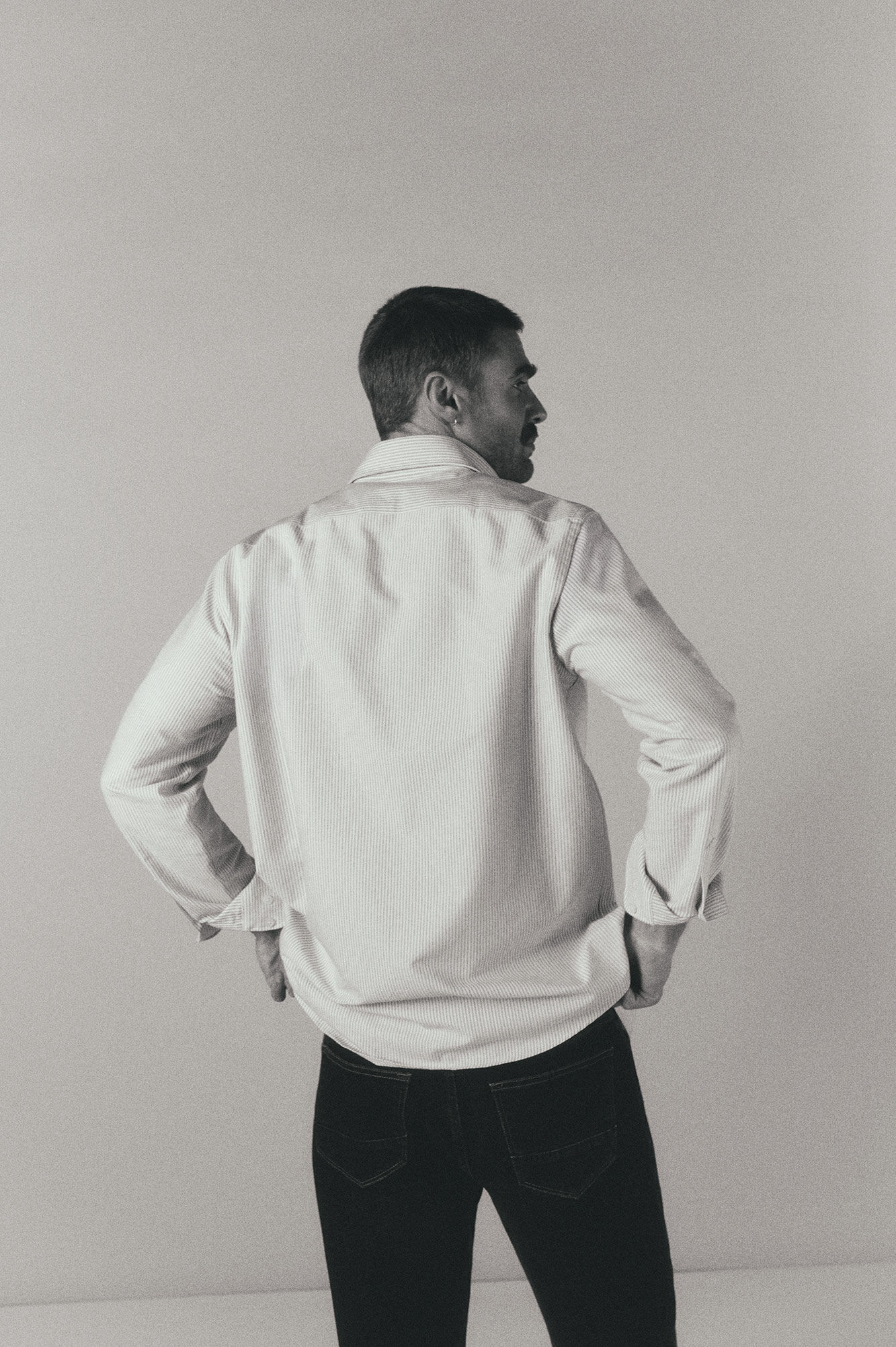 OOTO Camisa oxford raya candela manga larga Azul