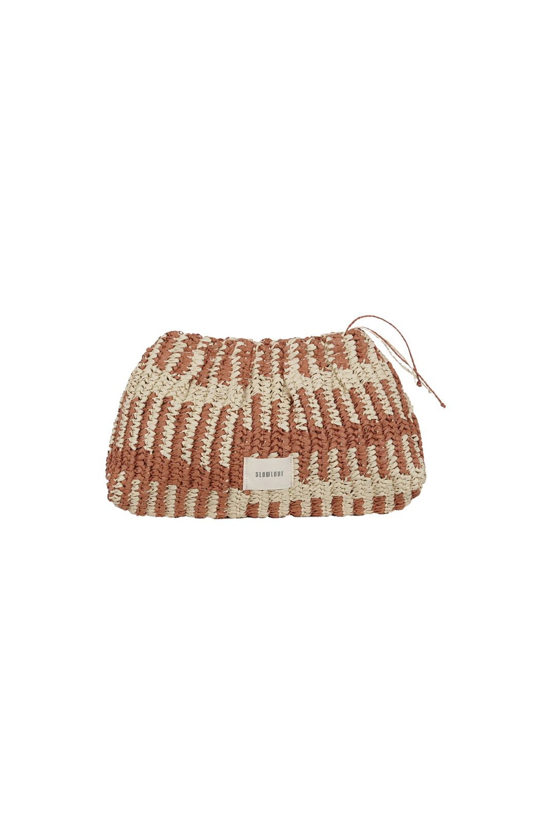 Slowlove Bolso pouch rafia Estampado marr&oacute;n