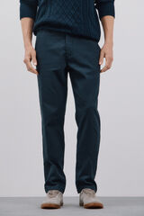 Cortefiel Pantalón chino algodón-lino Azul oscuro