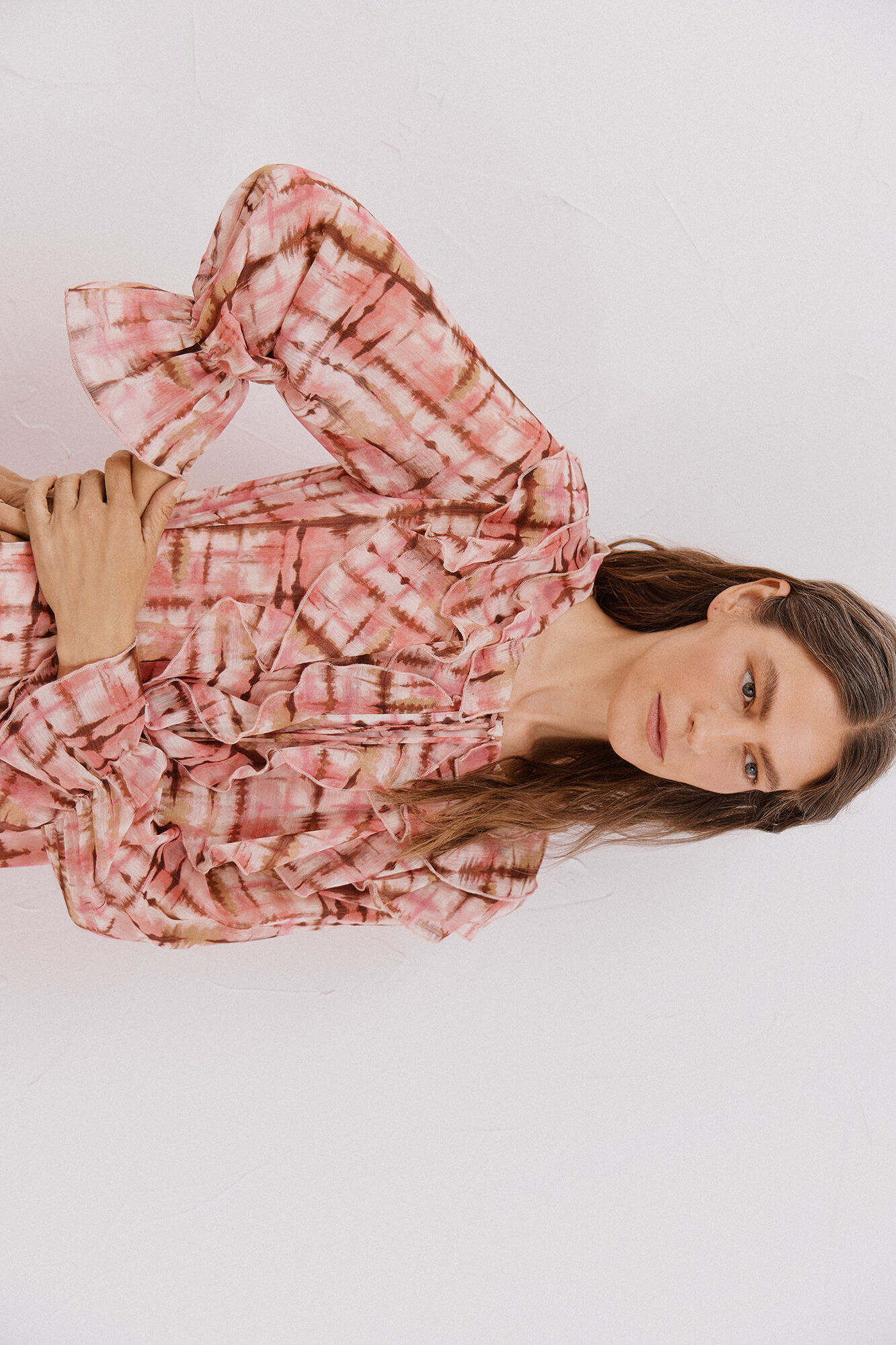 Cortefiel Vestido fluido volantes Multicolor