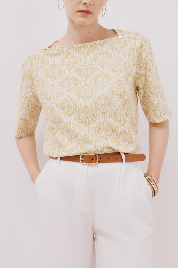 Cortefiel Playera básica escote barco Multicolor