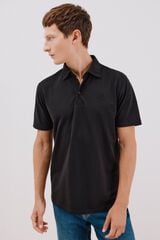 Cortefiel Polo liso piqué Negro