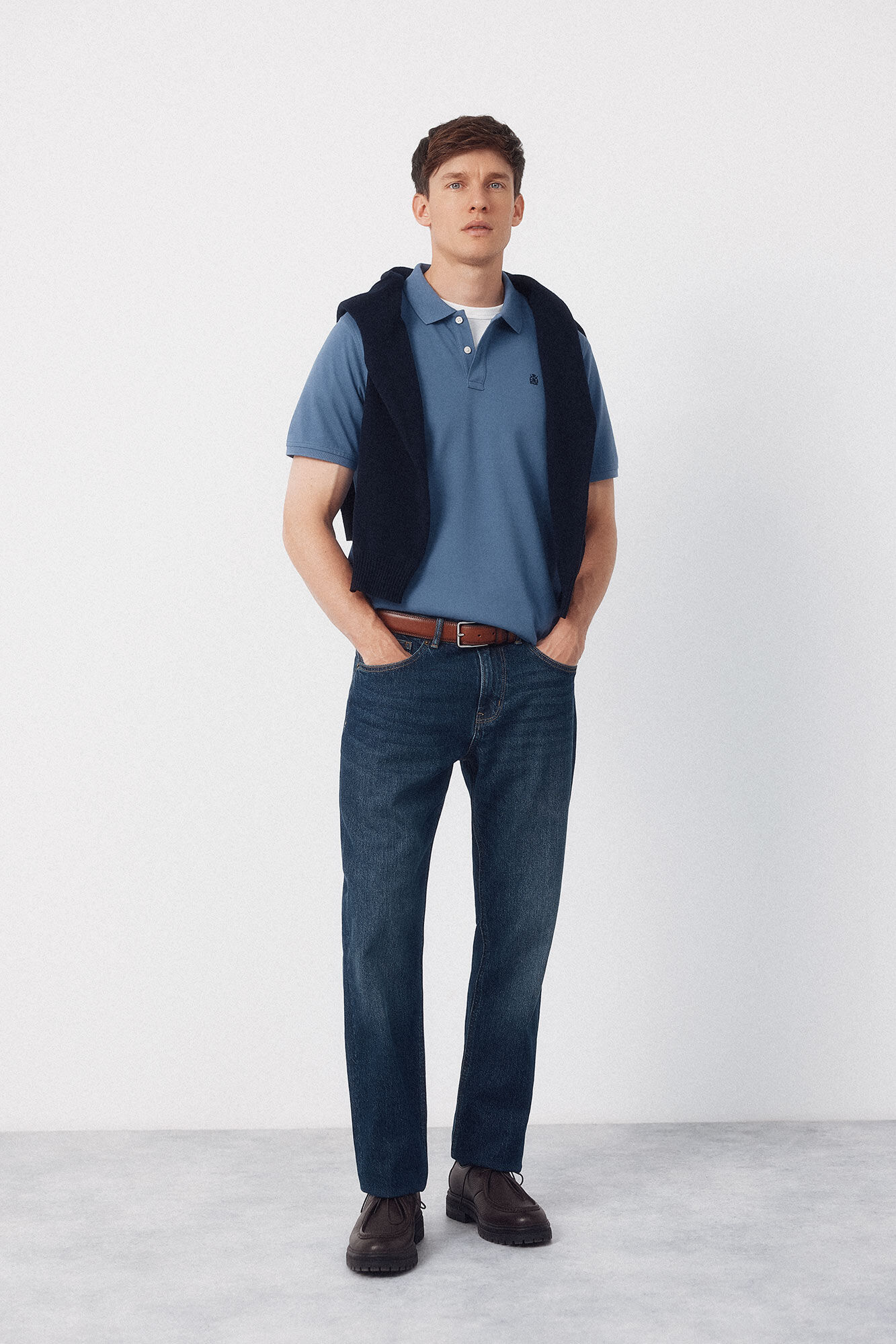 Cortefiel Polo b&aacute;sico piqu&eacute; Azul