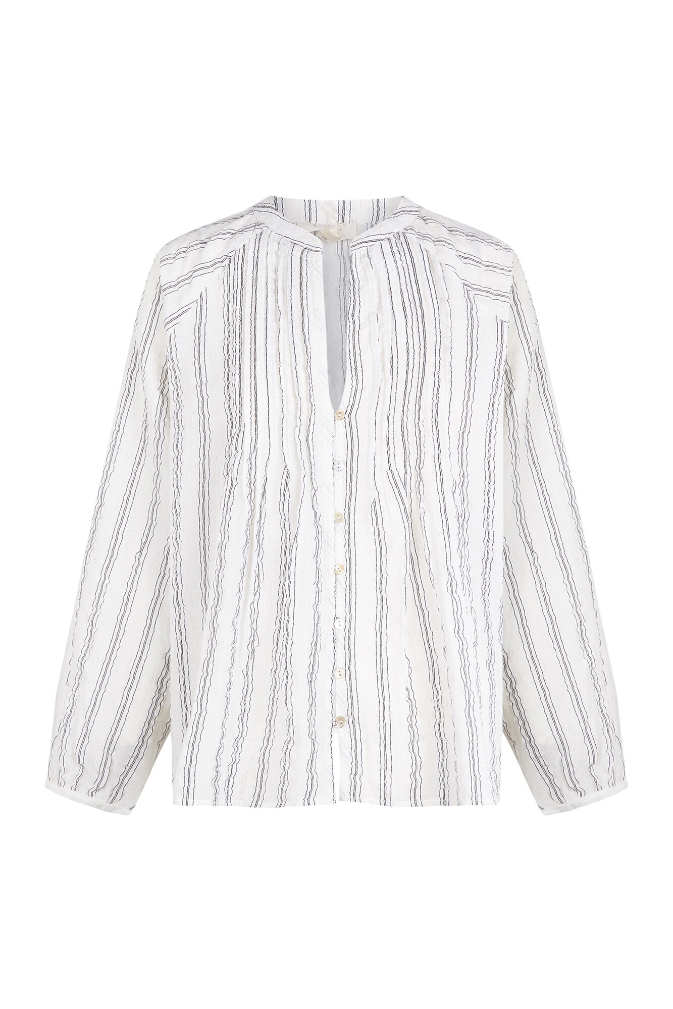 Slowlove Blusa de rayas tejida Estampado blanco