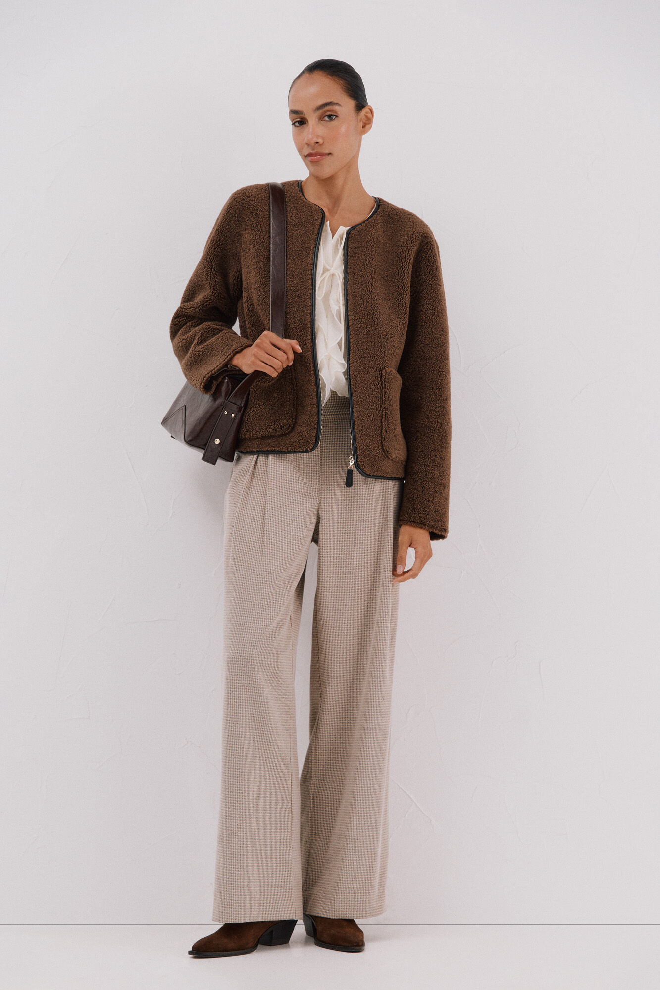 Cortefiel Chamarra en efecto doble faz Marr&oacute;n oscuro