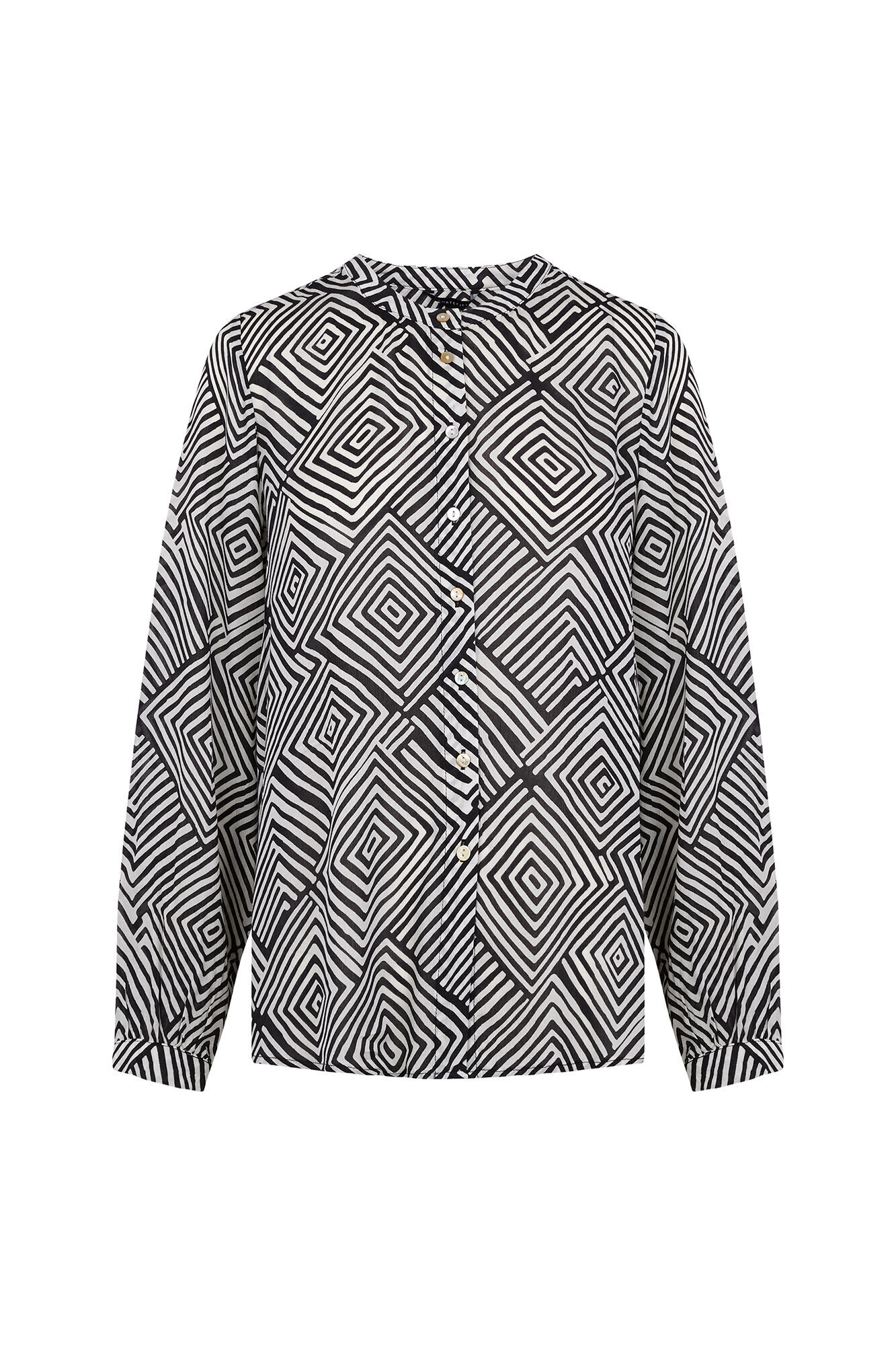 Cortefiel Blusa de cuello redondo Estampado blanco