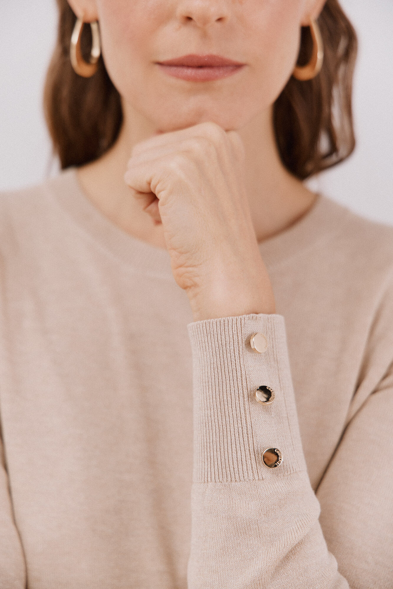 Cortefiel Su&eacute;ter de tejido fino Beige
