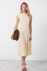 Cortefiel Vestido con contrastes Amarillo