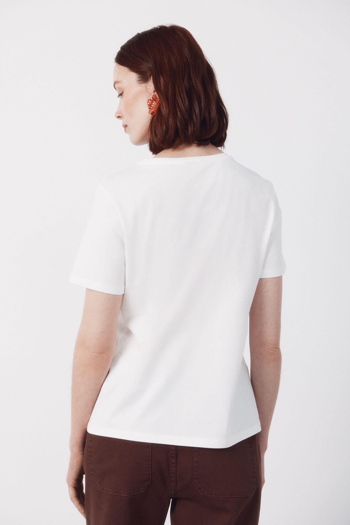 Cortefiel Playera con parche de crochet Blanco