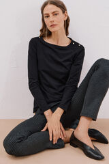 Cortefiel Playera barco botones Negro