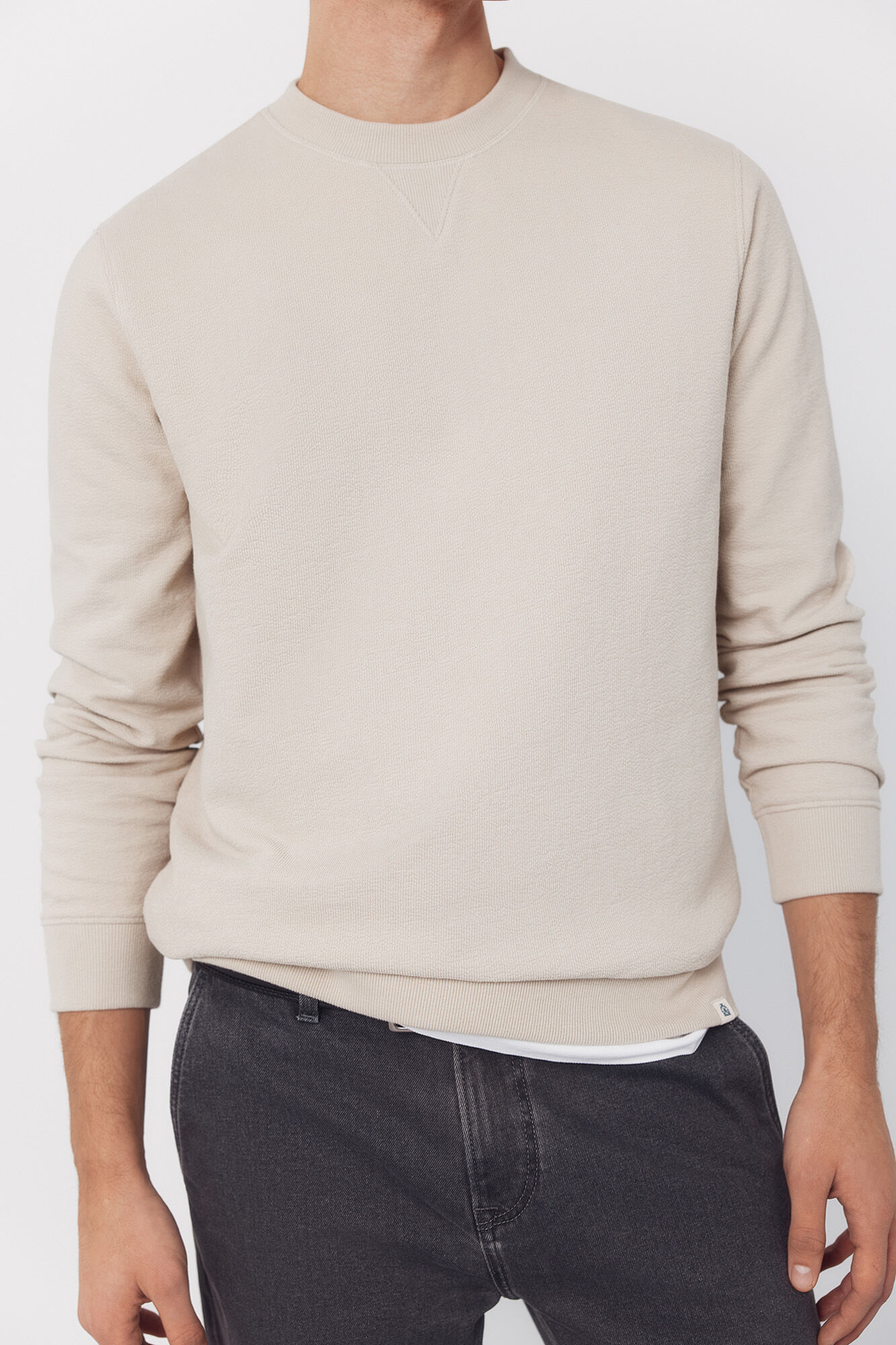 Cortefiel Sudadera estructura cuello caja Beige